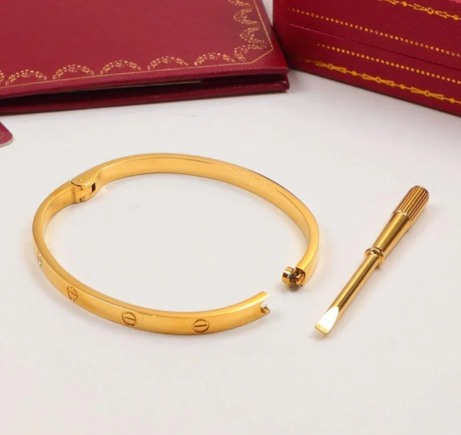 Cartier 18K Gold Plated Jewelry LOVE Bracelet yellow rose silver ✨