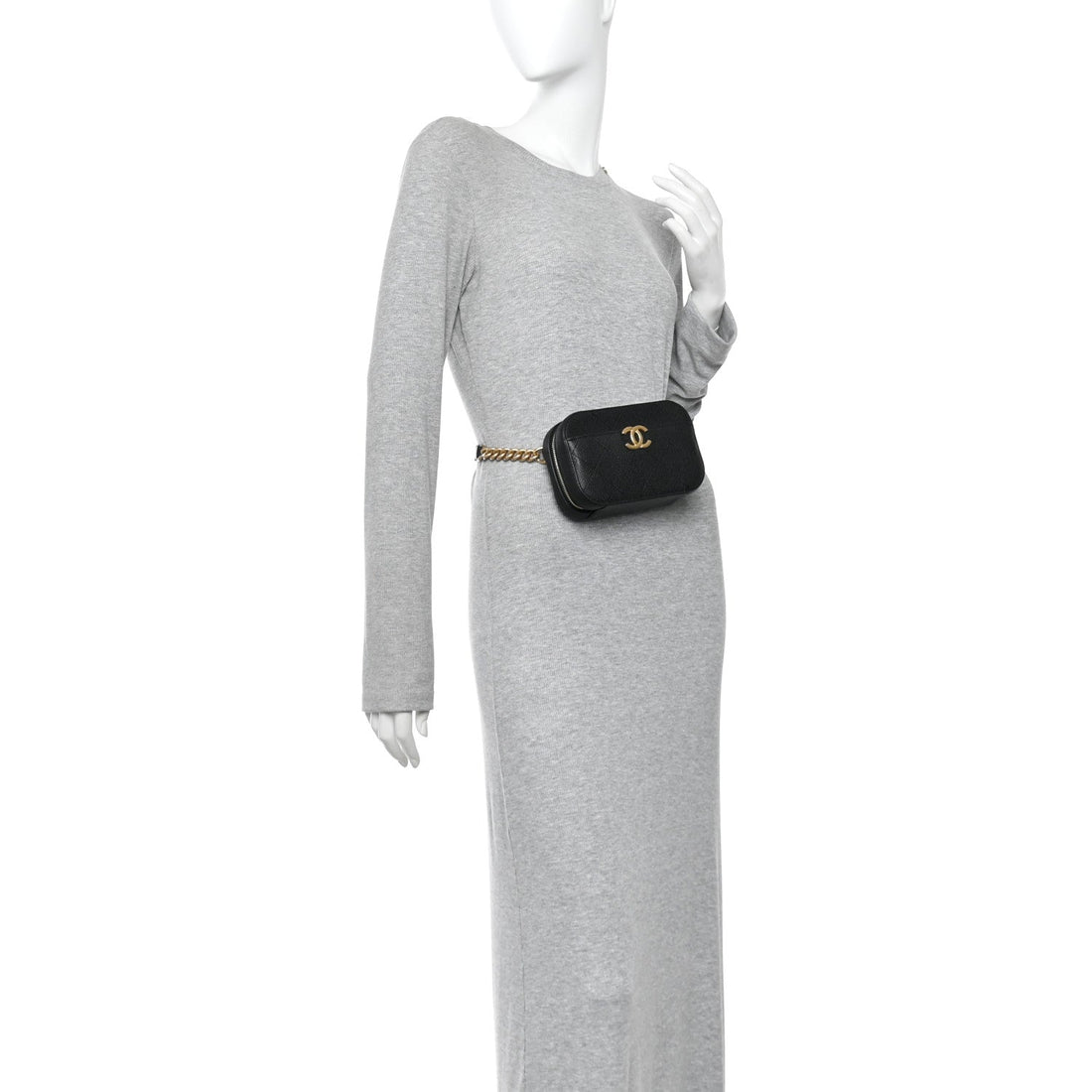 Caviar Quilted Waist Bag Black