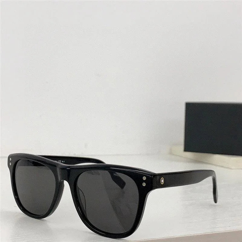 Mont Blanc Sunglasses MB 0124 S 001 Black / Silver Grey Lens Aviator 53-18🏎