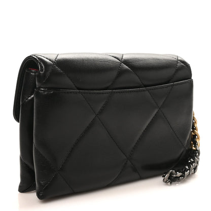 Lambskin Quilted Chanel 19 Flap Clutch Black