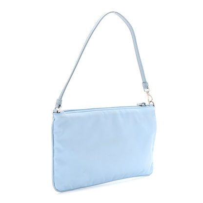 Re-Nylon Vela Saffiano Mini Pochette Bag Celeste