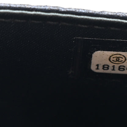 Metallic Lambskin Camellia Embossed Wallet on Chain WOC Navy