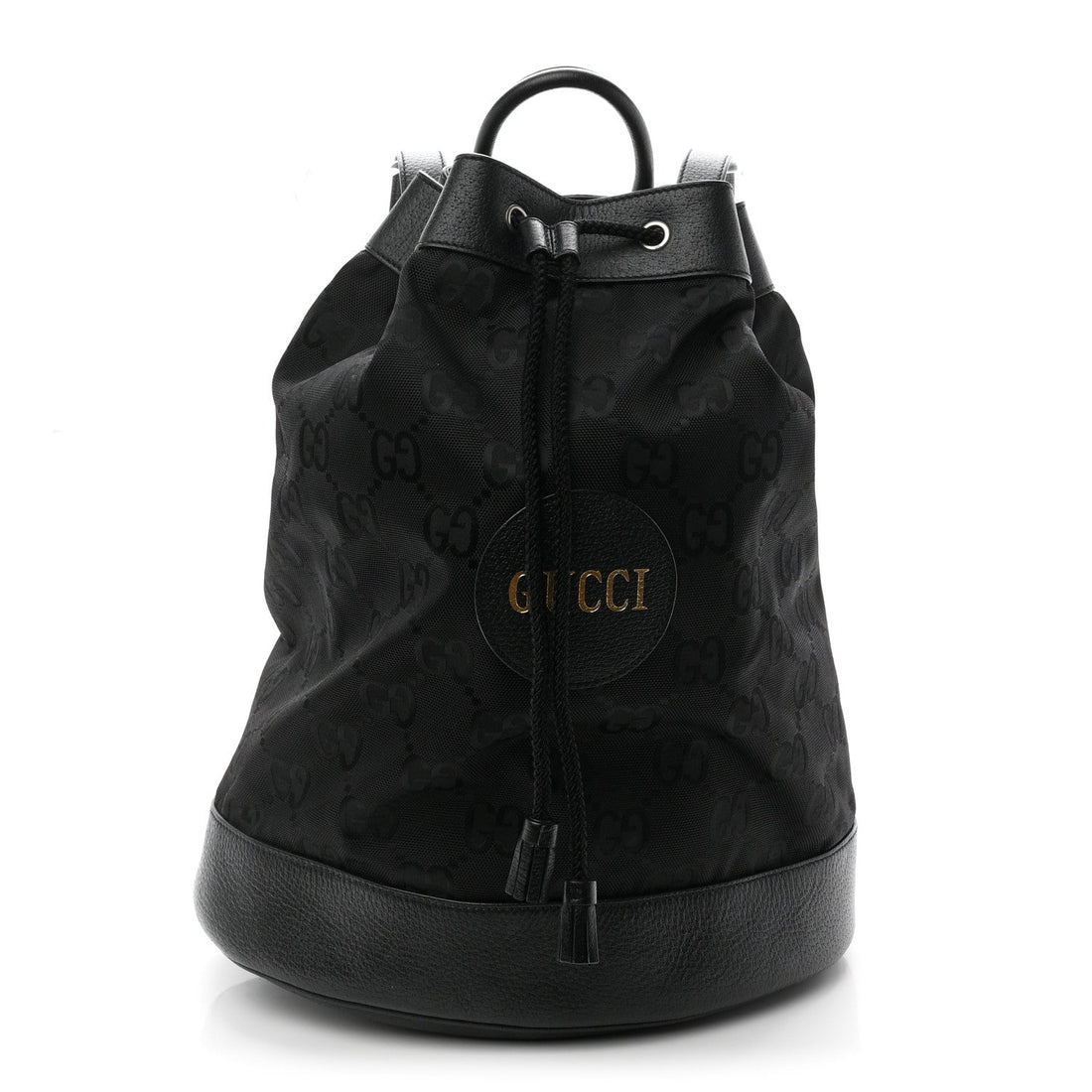Econyl Nylon Monogram Off The Grid Drawstring Bucket Backpack Black