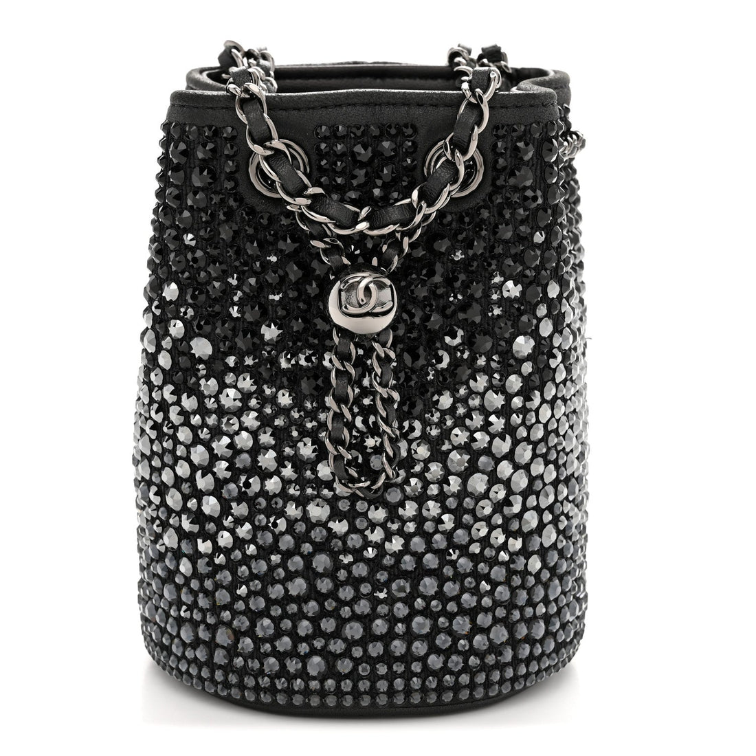 Strass Lambskin Mini Bucket Bag Black