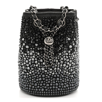 Strass Lambskin Mini Bucket Bag Black