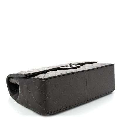 Lambskin Quilted Jumbo Single Flap  Dark Grey