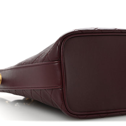 Lambskin Carre Quilted Cassandre Small Bucket Bag Hot Wine