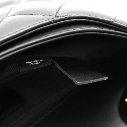 Calfskin Quilted CC Uniform Flap Belt Bag Black