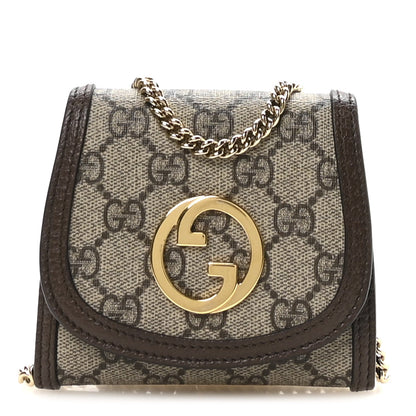 GG Supreme Monogram Textured Dollar Calfskin Blondie Chain Wallet Beige Ebony New Acero