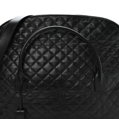 Calfskin Quilted ES Giant Travel Bag Black