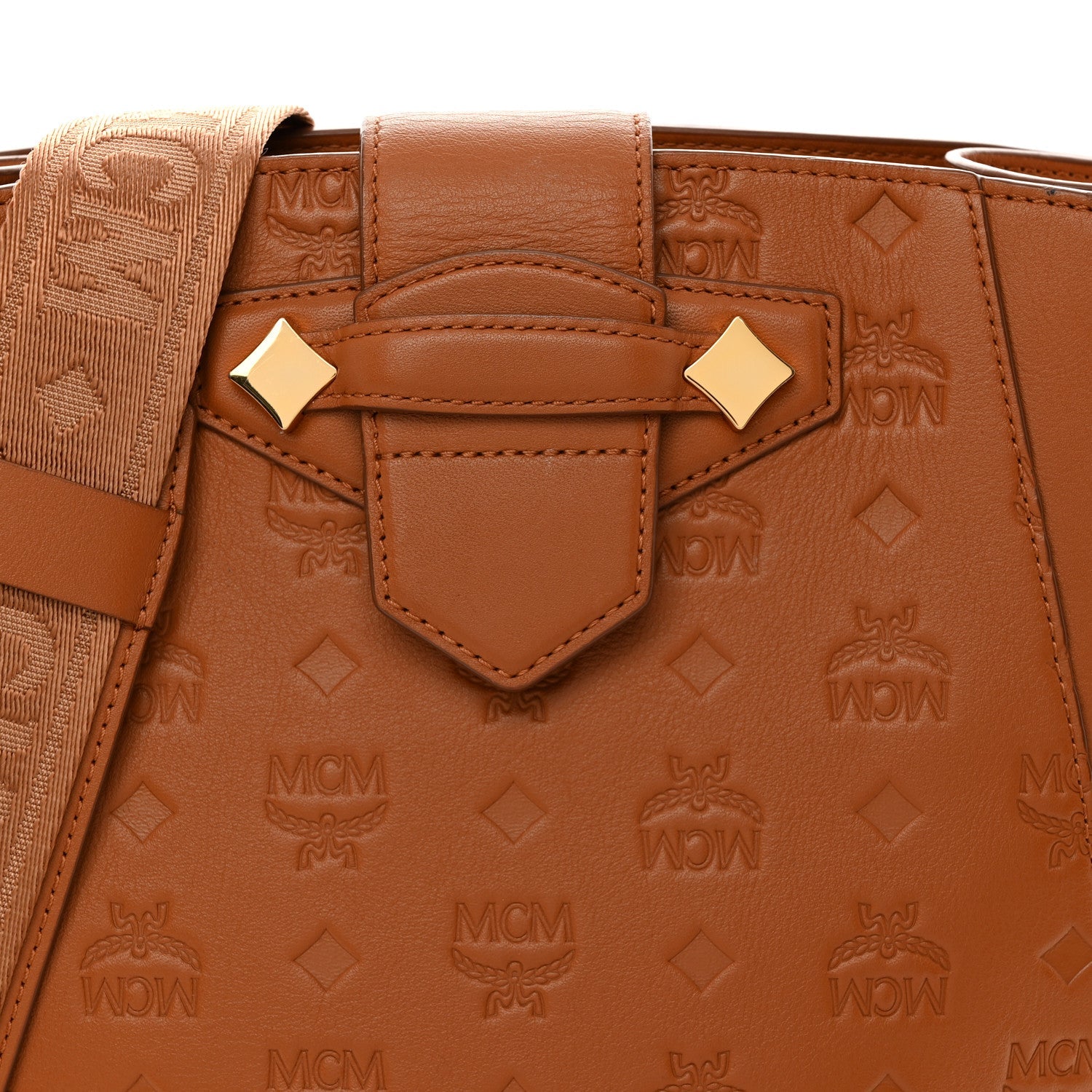 Calfskin Ottomar Monogram Essential Bucket Bag Cognac