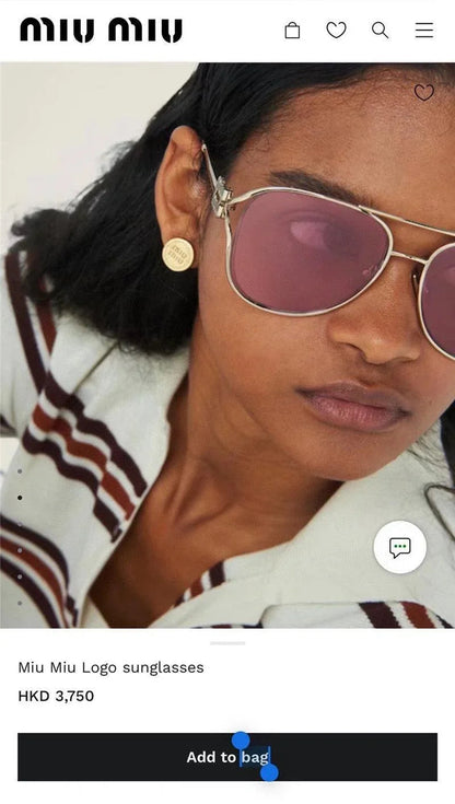 NEW SEASON Miu Miu 52ZS Metal Logo-frame Sunglasses ✨