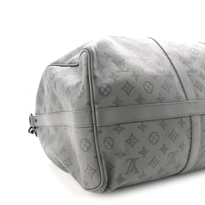 Calfskin Monogram Shadow Keepall Bandouliere 50 Anthracite Gray