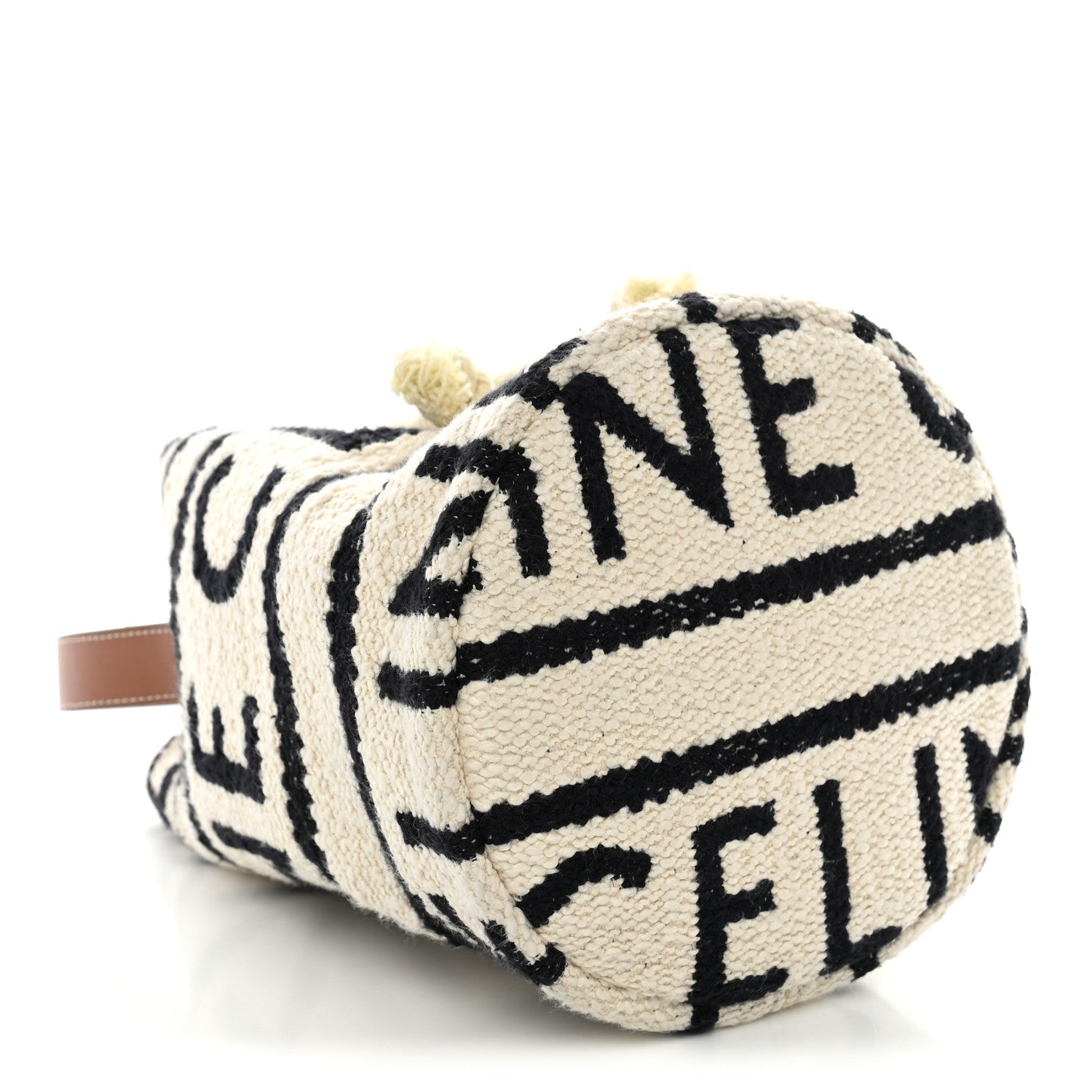 Canvas Drawstring Logo Bucket Bag White Black