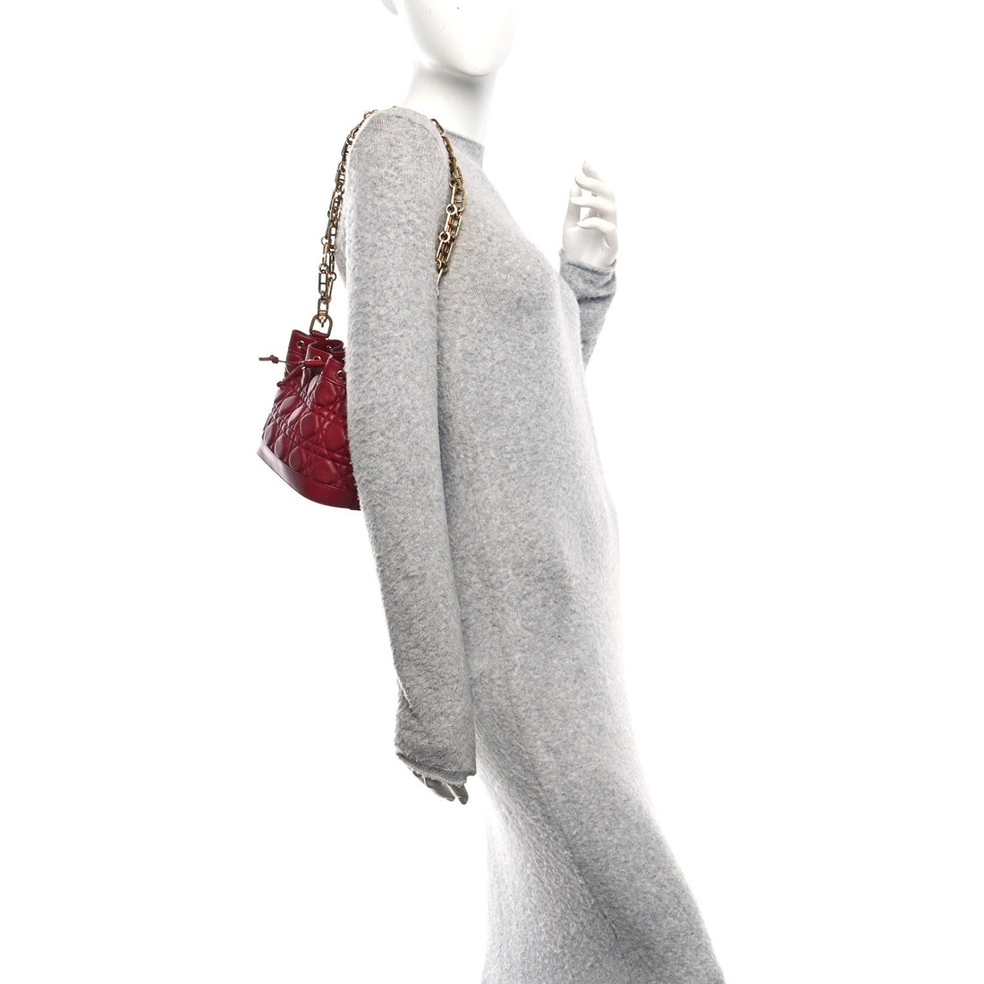 Lambskin Cannage Miss Dior Bucket Bag Cherry Red
