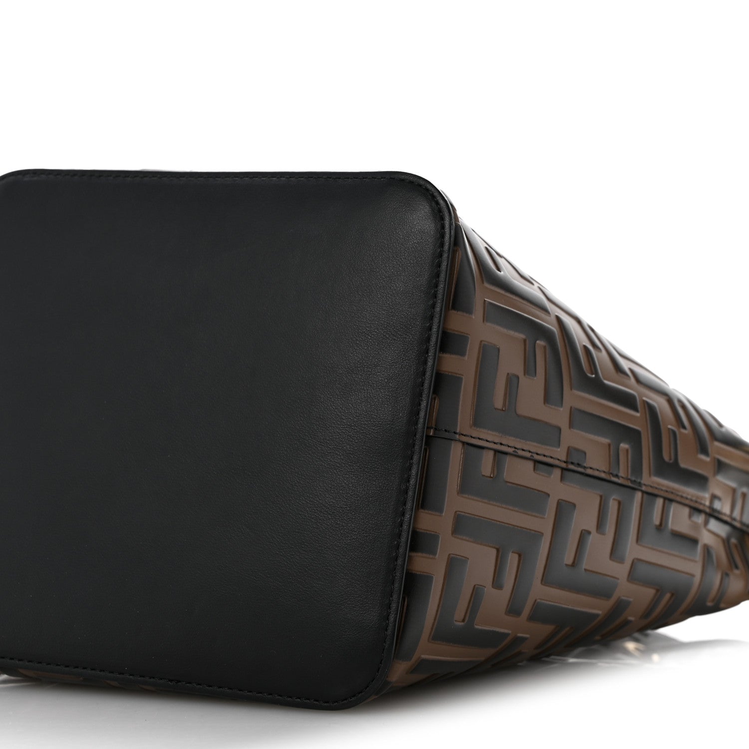 Vitello Grace F is Fendi Bi-Color FF 1974 Embossed Grande Mon Tresor Bucket Bag Maya Black Fragola