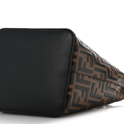 Vitello Grace F is Fendi Bi-Color FF 1974 Embossed Grande Mon Tresor Bucket Bag Maya Black Fragola