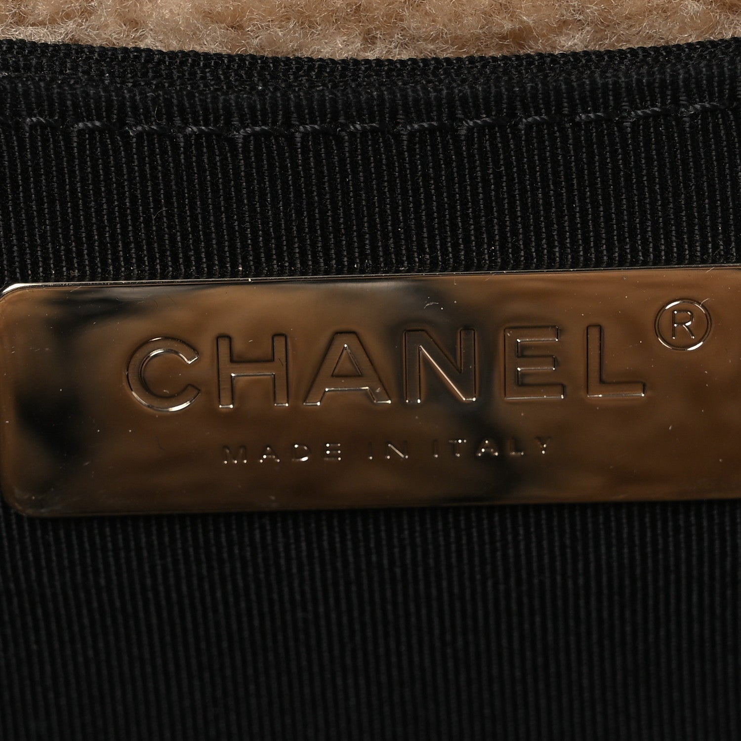 Shiny Crumpled Sheepskin Shearling Waist Bag Black Beige