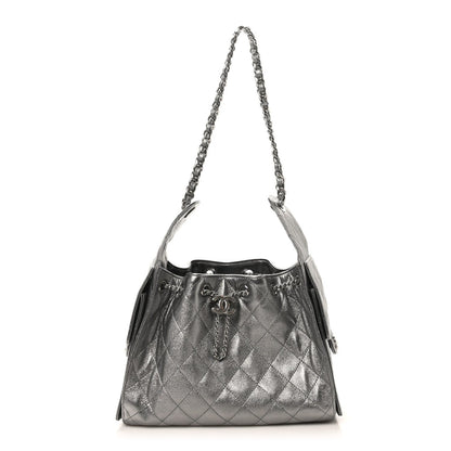 Metallic Caviar Quilted Small Chanel 25 Handbag Anthracite