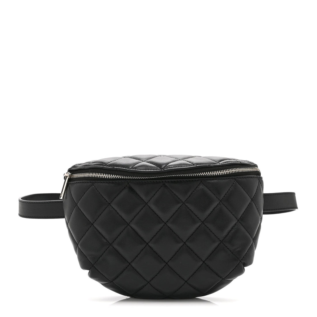 Calfskin Quilted Uniform Waist Belt Bag Black