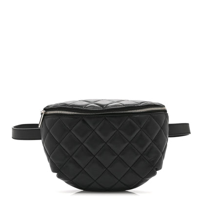 Calfskin Quilted Uniform Waist Belt Bag Black