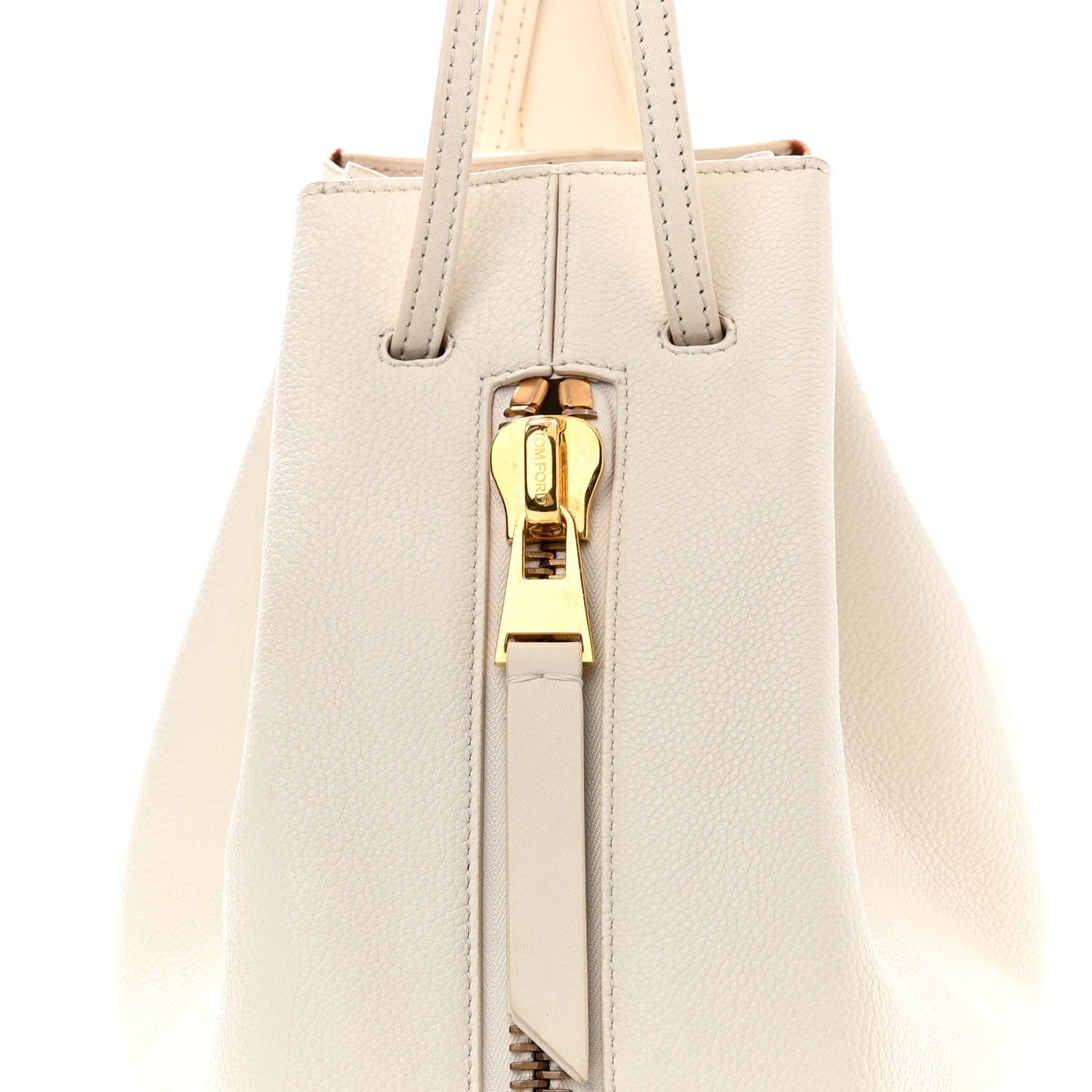 Calfskin Zip Bucket Bag White