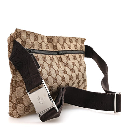 GG Monogram Double Pocket Belt Bag Dark Brown