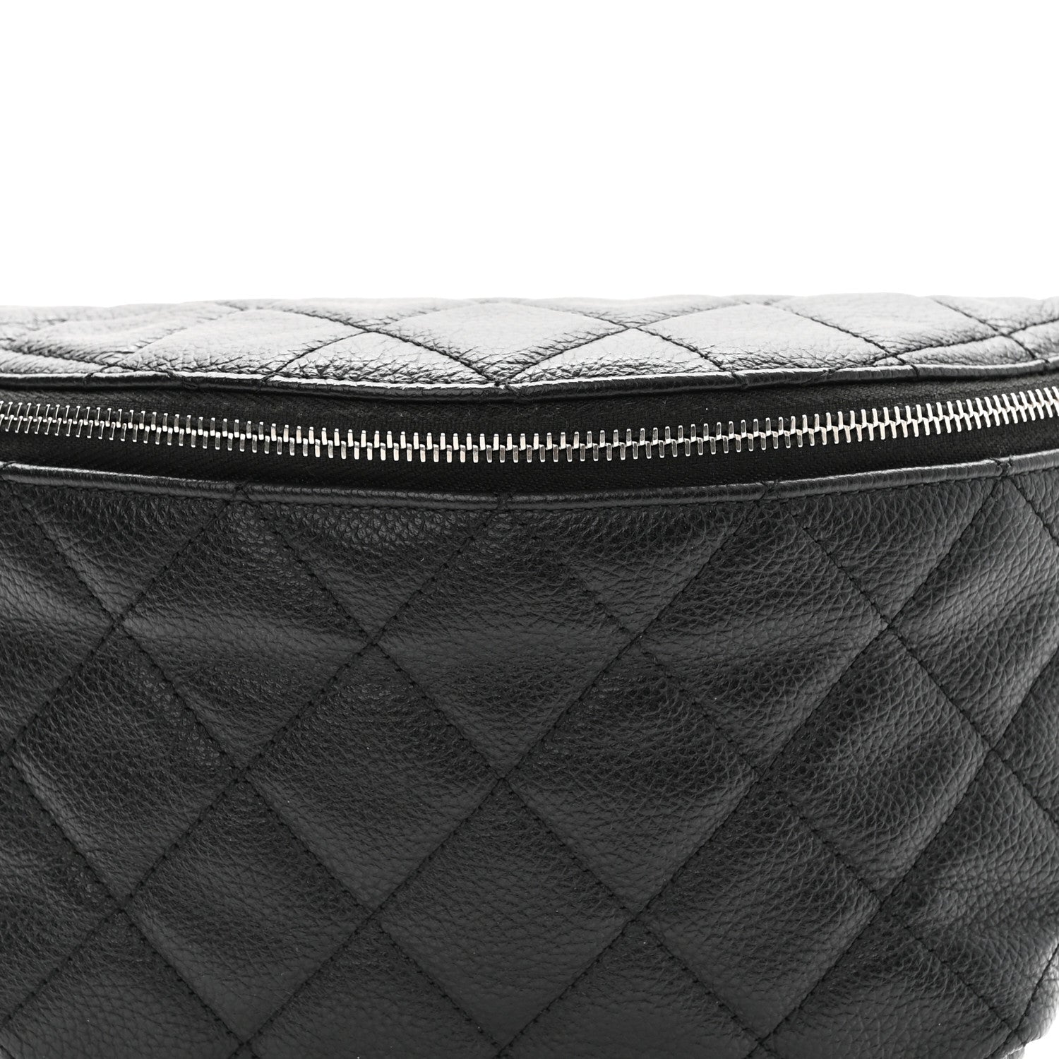 Grained Calfskin Quilted Waist Belt Bag Black