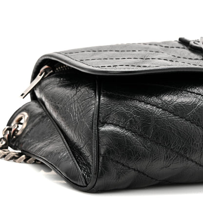 Crinkled Calfskin Matelasse Monogram Niki Body Bag Black