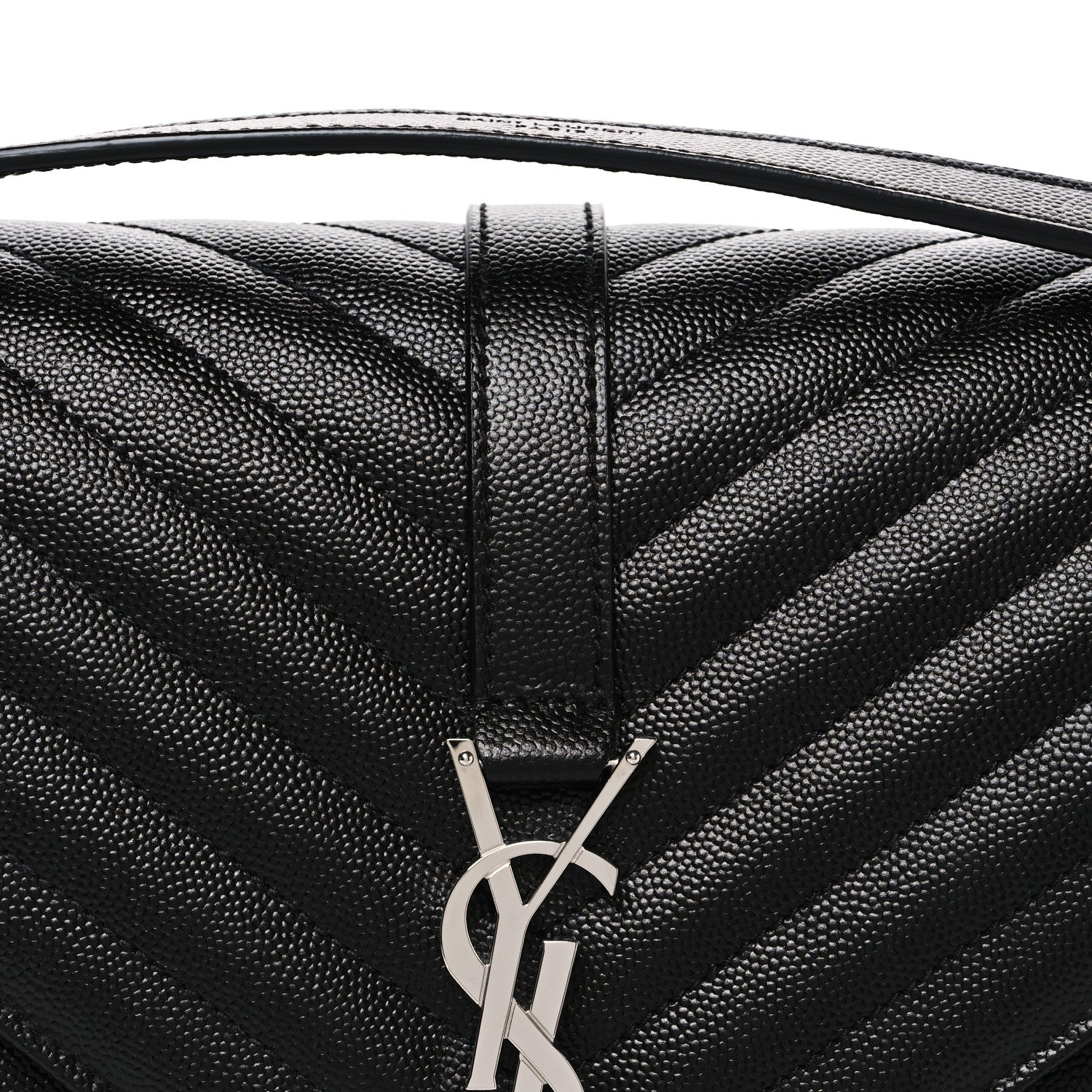 Grain De Poudre Textured Mixed Matelasse Large Triquilt Monogram Satchel Black