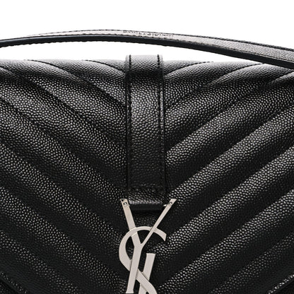Grain De Poudre Textured Mixed Matelasse Large Triquilt Monogram Satchel Black