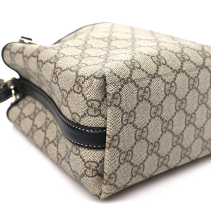 GG Supreme Monogram Emblem Mini Bucket Bag Beige Black