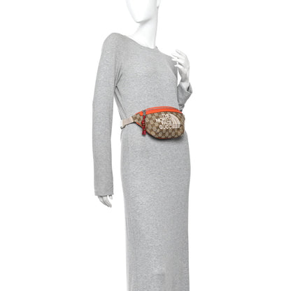 X THE NORTH FACE Monogram Textured Dollar Calfskin Embroidered Belt Bag Beige Ebony Mystic White Deep Orange