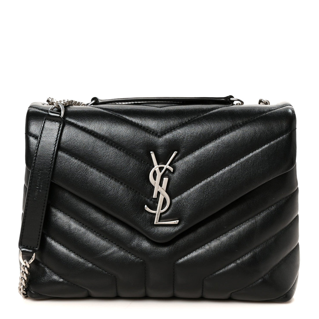 Calfskin Y Quilted Monogram Small Loulou Crossbody Bag Black