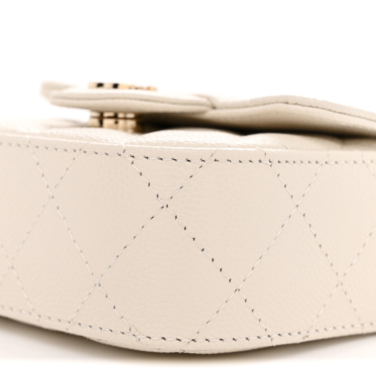 Caviar Quilted Mini Clutch With Chain White