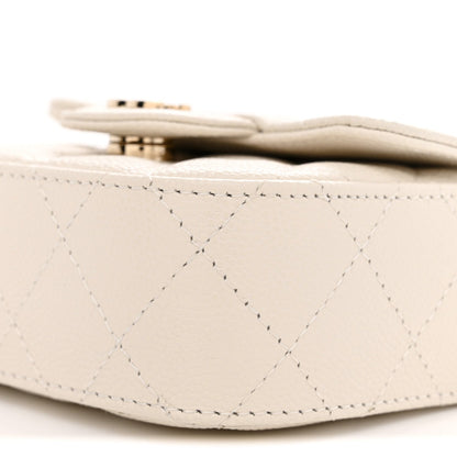 Caviar Quilted Mini Clutch With Chain White