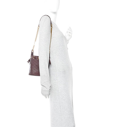 Lambskin Carre Quilted Cassandre Small Bucket Bag Hot Wine