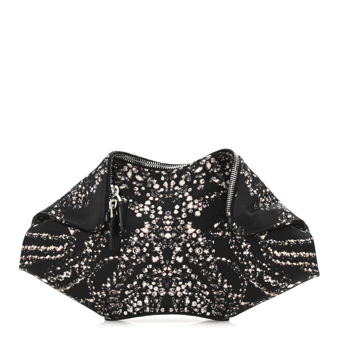 Silk Dandelion Print De Manta Clutch Black