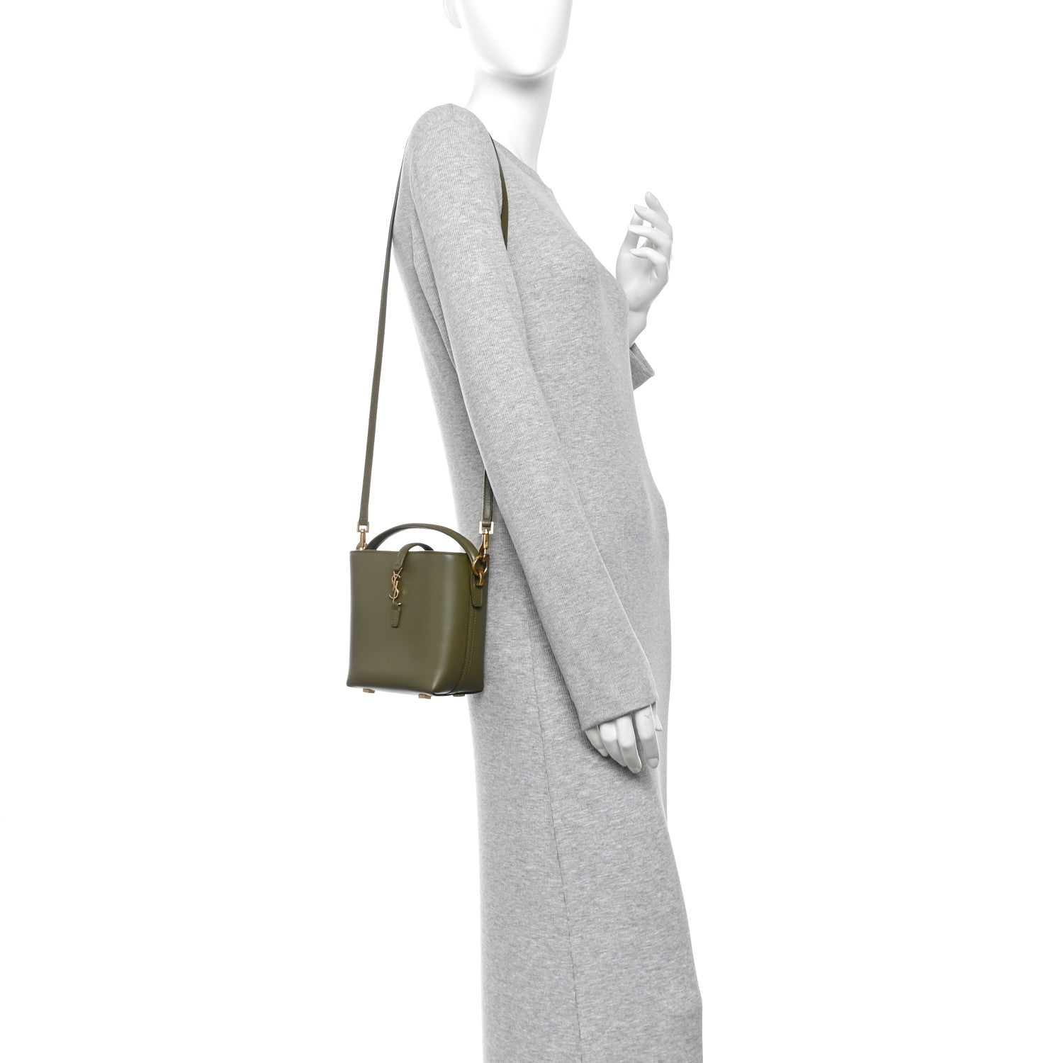 Shiny Calfskin Le 37 Mini Bucket Bag Strong Moss