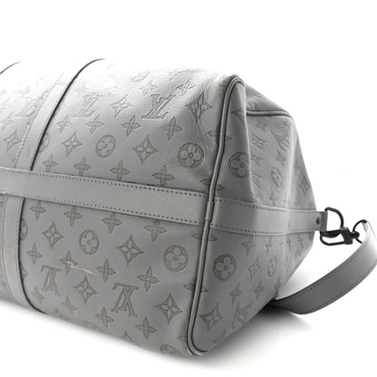 Calfskin Monogram Shadow Keepall Bandouliere 50 Anthracite Gray