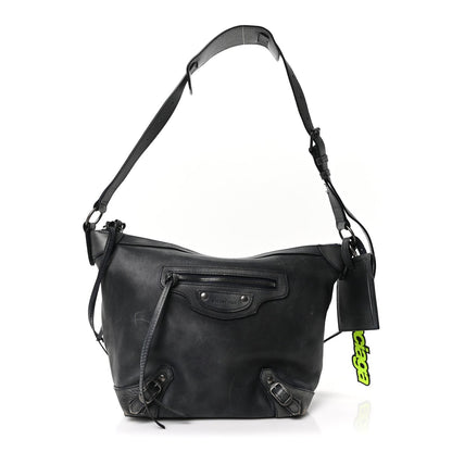 Used Calfskin Silver Hardware Small Neo Classic City Navy