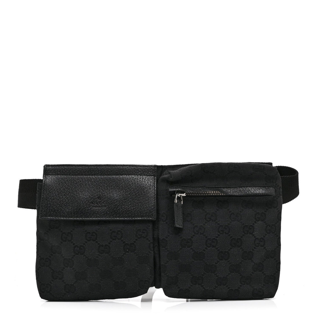 GG Monogram Double Pocket Belt Bag Black