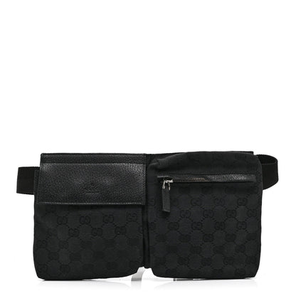 GG Monogram Double Pocket Belt Bag Black