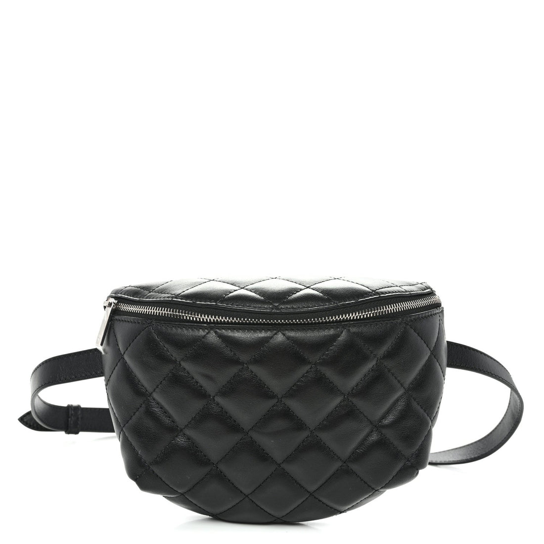 Calfskin Quilted Uniform Waist Belt Bag Black