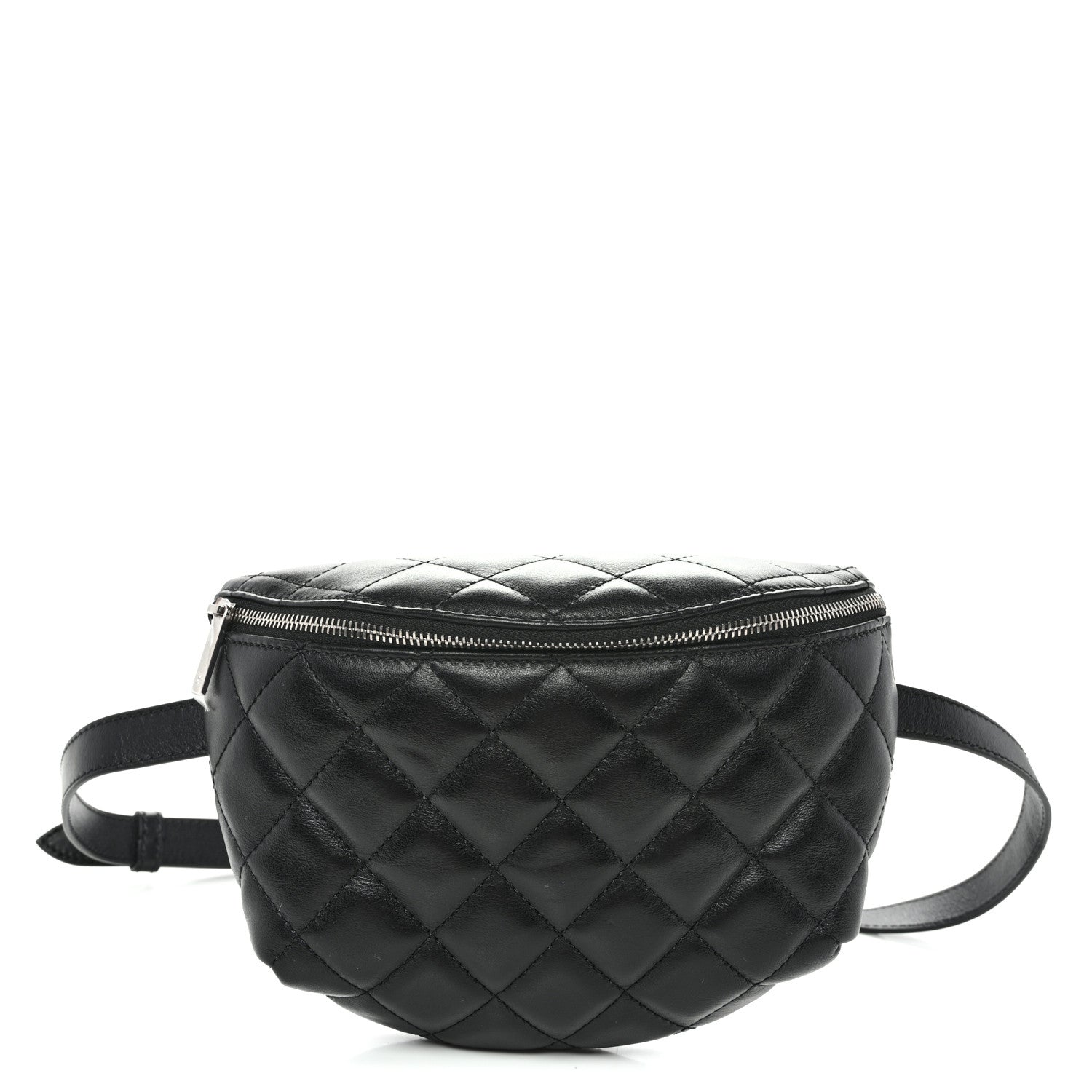 Calfskin Quilted Uniform Waist Belt Bag Black