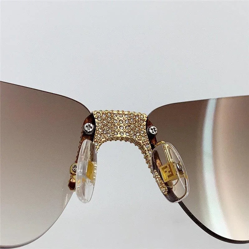 2024 FENDI First Crystal Gold metal Sunglasses 4127US shape Women's✨