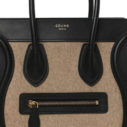 Felt Smooth Calfskin Micro Tri-Color Luggage Brown Black