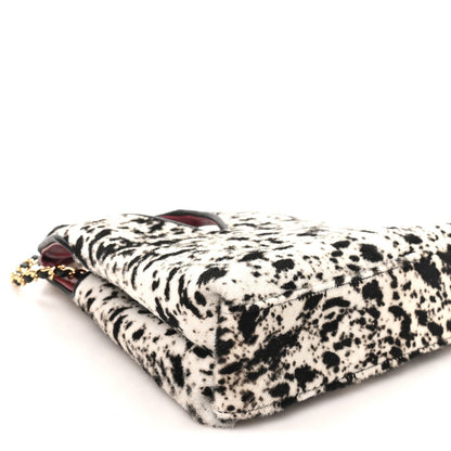 Pony Hair Printed Chic Lady Small Shopping Tote White Black