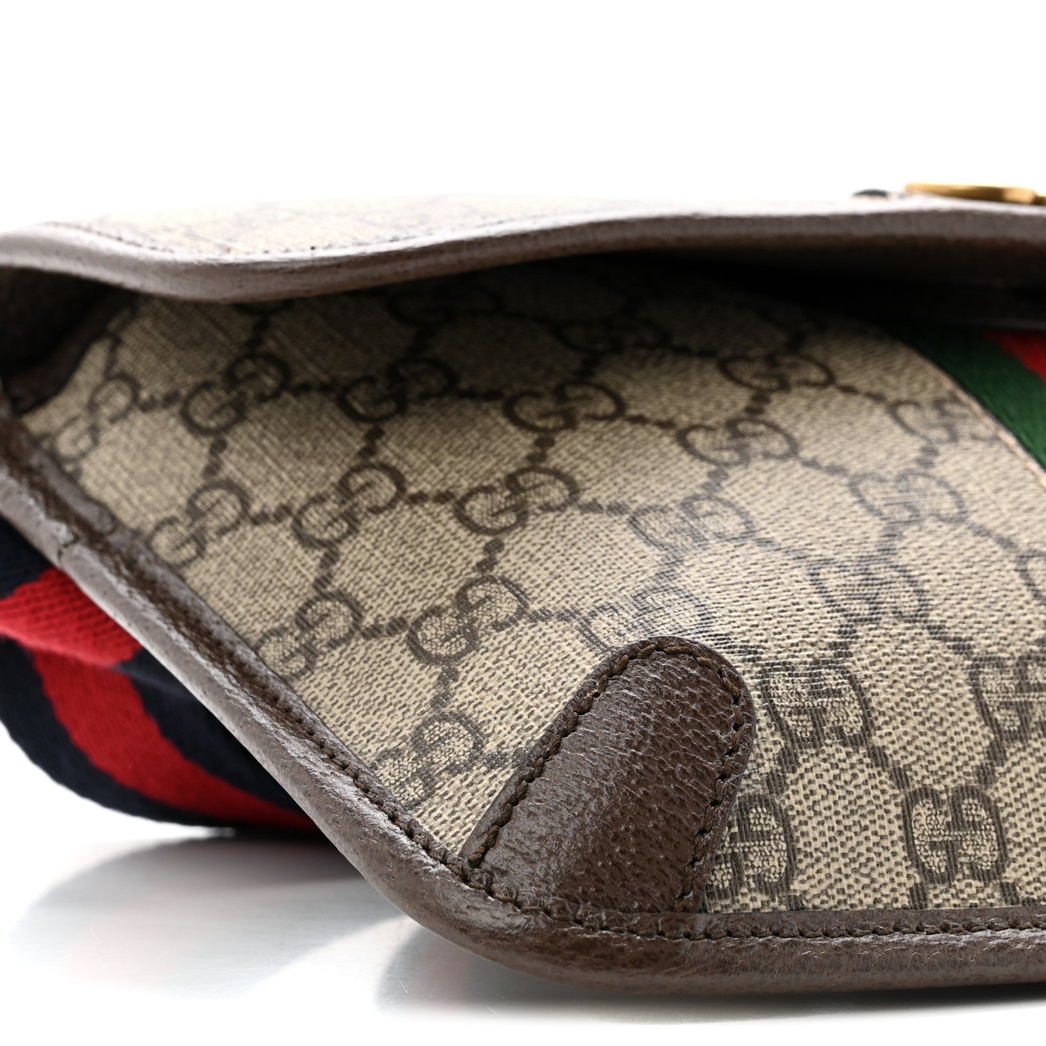 GG Supreme Monogram Web Small Ophidia Belt Bag Brown