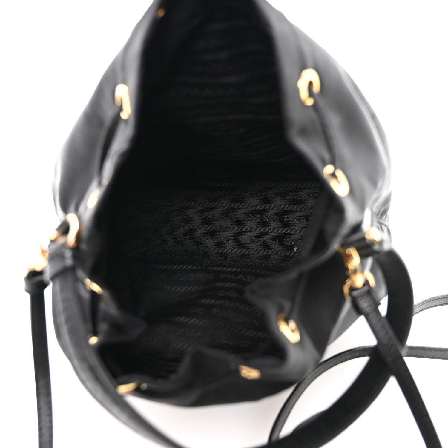 Re-Nylon Saffiano Duet Bucket Crossbody Bag Black Black